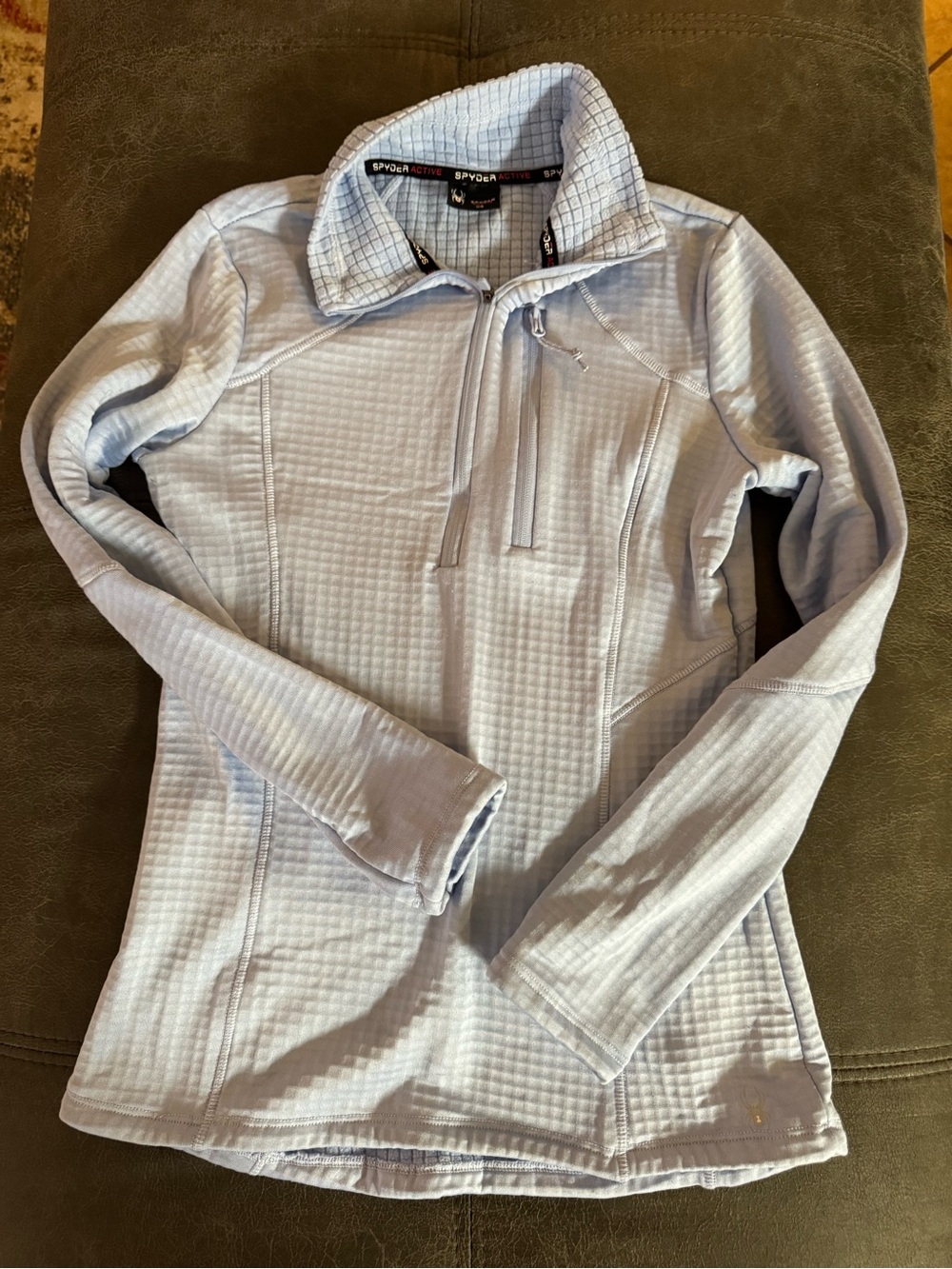 Spyder Women's Pale Blue Quarter-Zip Waffle Pullover